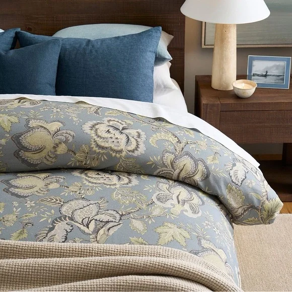 NWT Pottery Barn Azalea Palempore King/Cal King Duvet Cover in Floral Blue Green - Picture 5 of 11